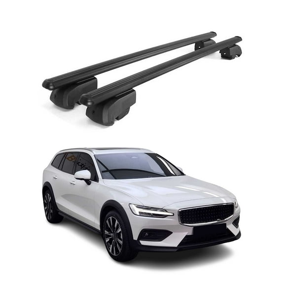 Lockable Roof Rack Cross Bars Carrier for Volvo V60 Cross Country 2020-24 Black