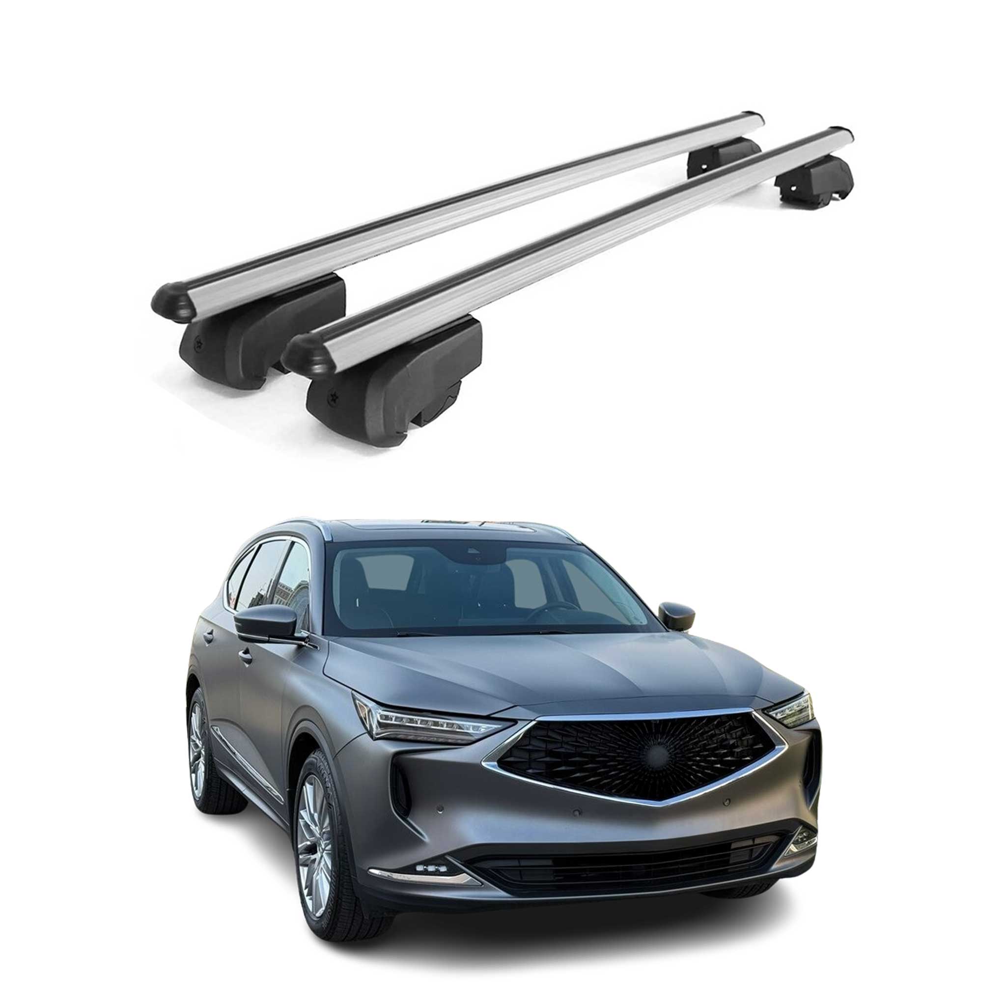 KARPAL Roof Rail Cross Bars For 2014-2018 Acura MDX – Black Powder Coated Luggage Carrier