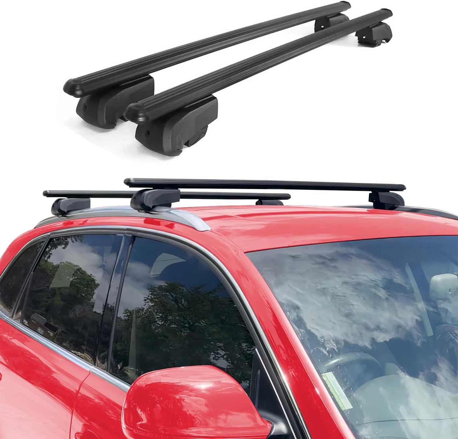 OMAC Lockable Roof Rack Cross Bars For Audi Q3 2015-2018 - 2 Bars, Anti-Theft, Fits Flush Rails