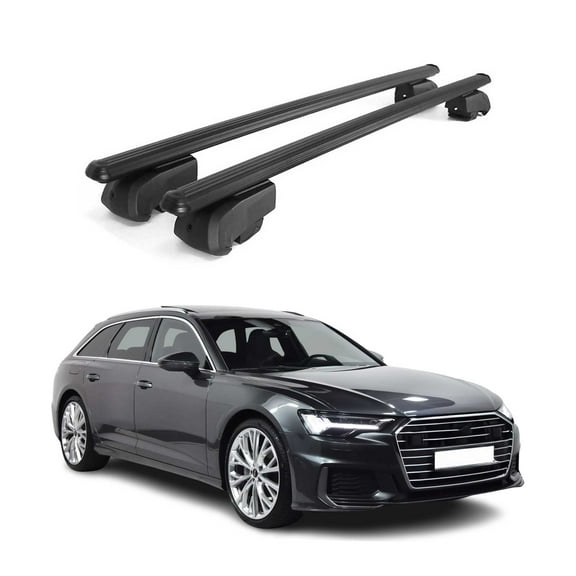 Lockable Roof Rack Cross Bars Luggage Carrier for Audi RS6 Avant 2021-2024 Black