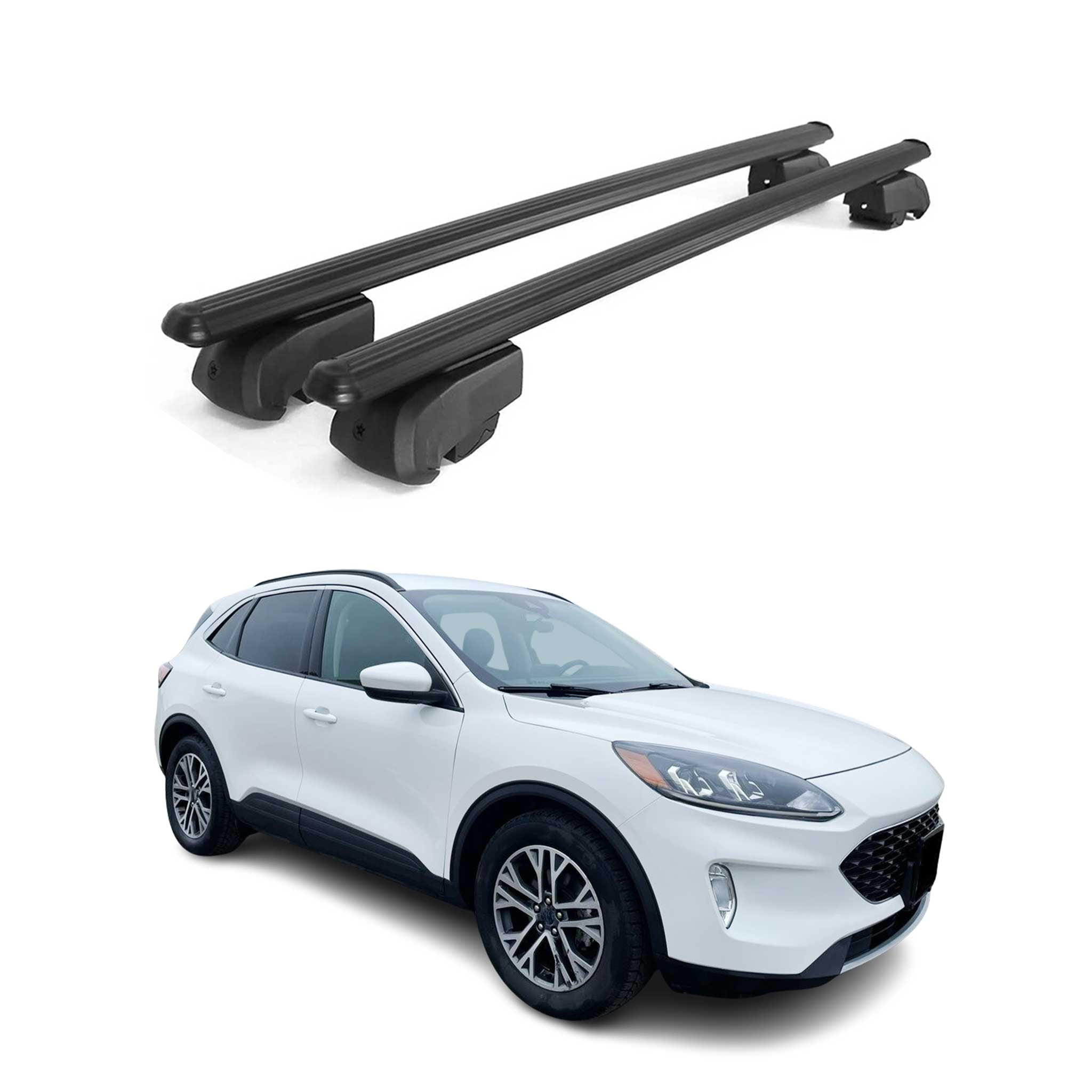 Lockable Roof Rack Cross Bars Luggage Carrier for Ford Escape 2020-2025 Black