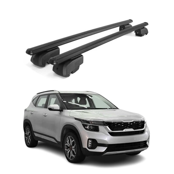 Lockable Roof Rack Cross Bars Luggage Carrier for Kia Seltos 2021-2026 Black