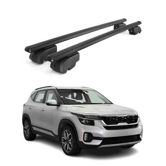 Lockable Roof Rack Cross Bars Luggage Carrier for Kia Seltos 2021-2026 Black