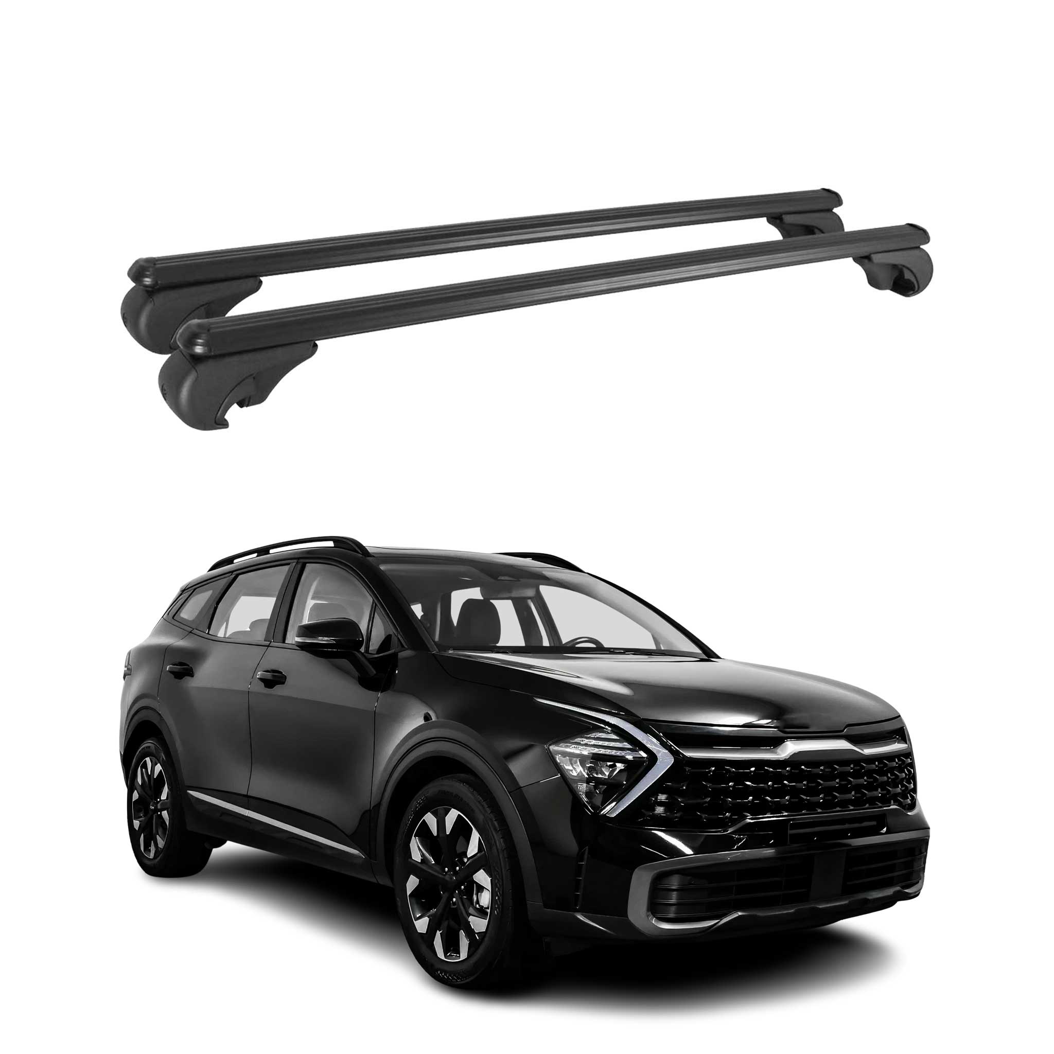 Barras transversales de techo con bloqueo portaequipajes para Kia Sportage 2023-2026 Negro