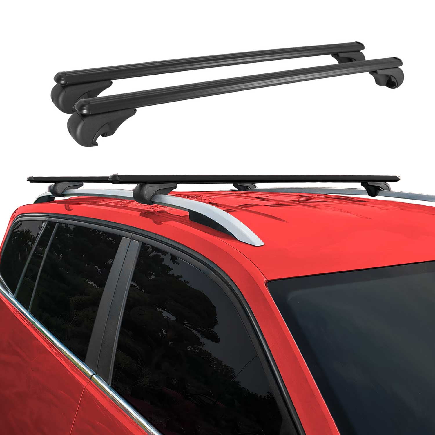 Lockable Roof Rack Cross Bars Luggage Carrier for Toyota RAV4 2016-2018 Black