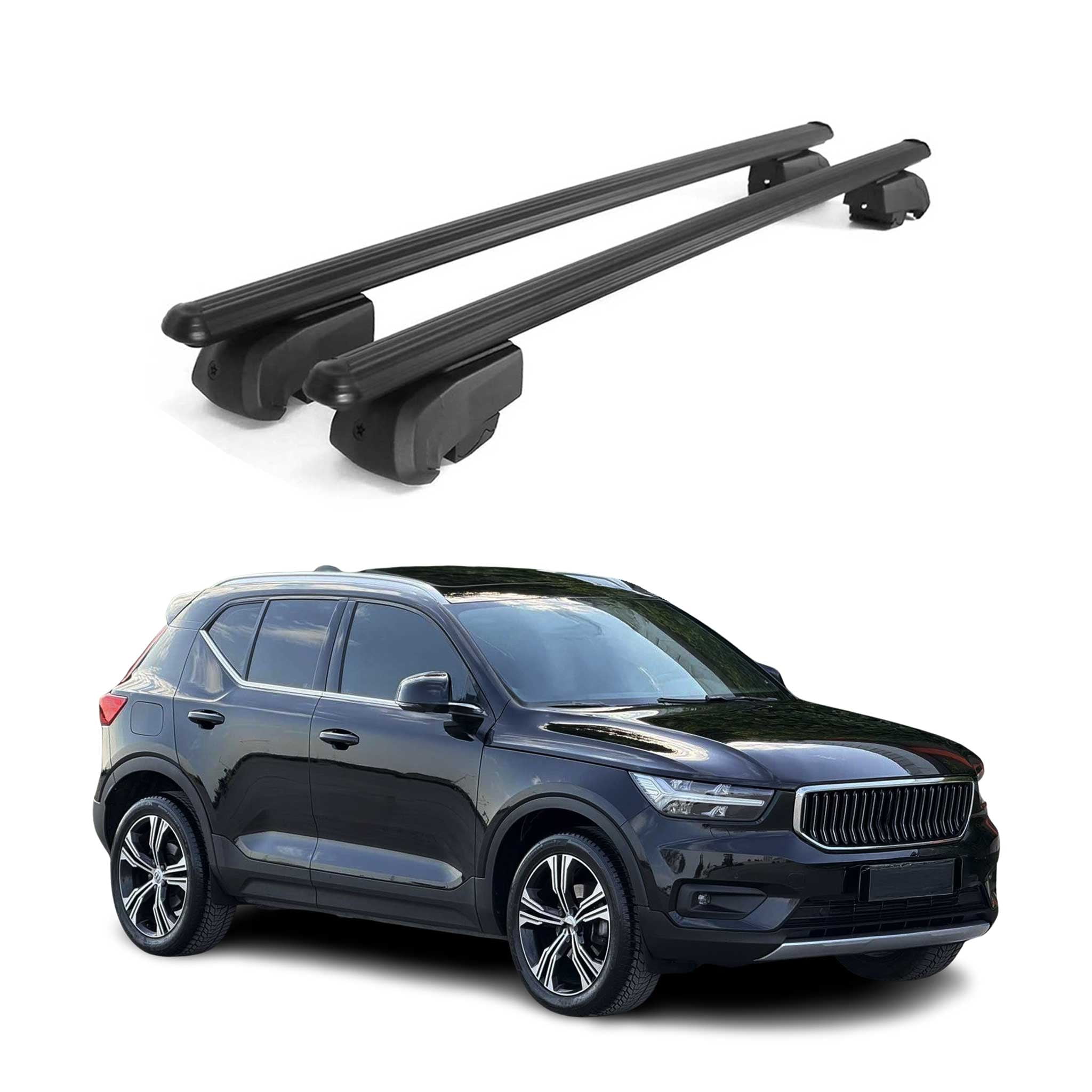 Lockable Roof Rack Cross Bars Luggage Carrier for Volvo XC40 2019-2024 Black