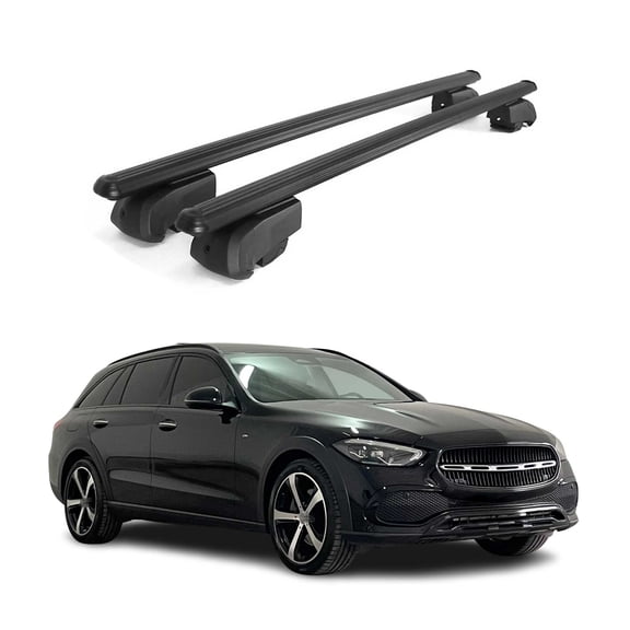Lockable Roof Racks Luggage for Mercedes C Class S206 Wagon 2022-2024 Alu Black