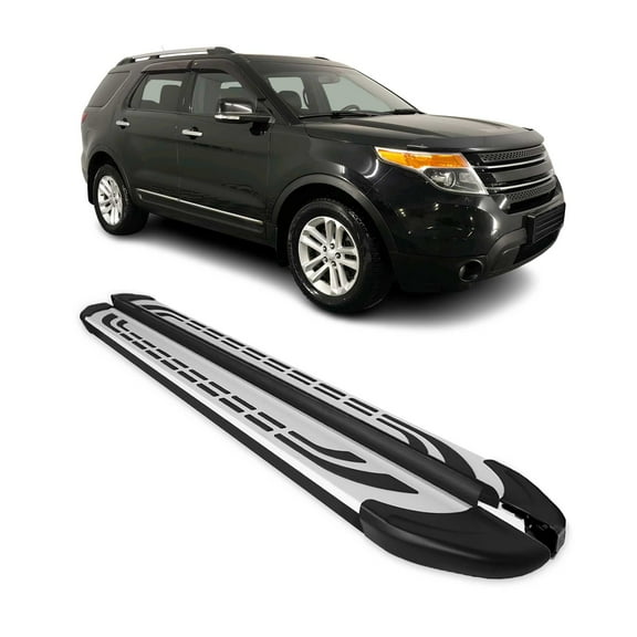 OMAC Nerf Bars Side Step Running Boards for Ford Explorer 2011-2019 Black Silver 2Pcs
