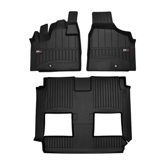 OMAC Premium Floor Mats for Dodge Grand Caravan 2008-2020 3D Car Liners Set, Front & 2nd Row Seat, Rubber, All Weather, Odorless, Black