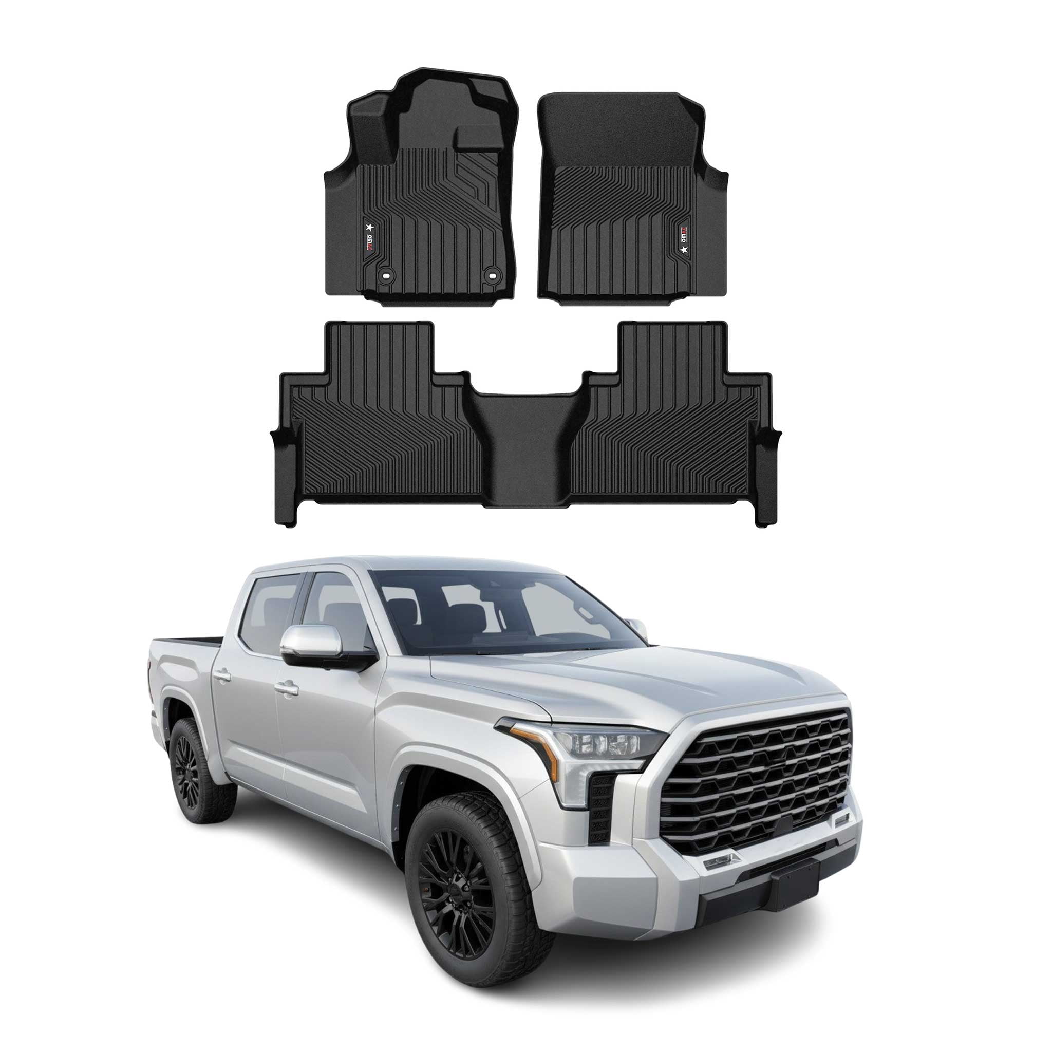 OMAC Premium Floor Mats for Toyota Tundra 2022-2026 All-Weather Heavy Duty Black