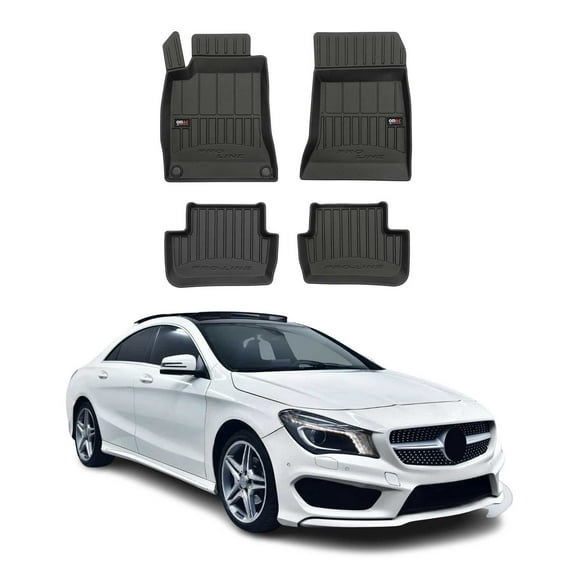 OMAC Premium Floor Mats for for Mercedes CLA C117 2013-2019 TPE Rubber Black 4x