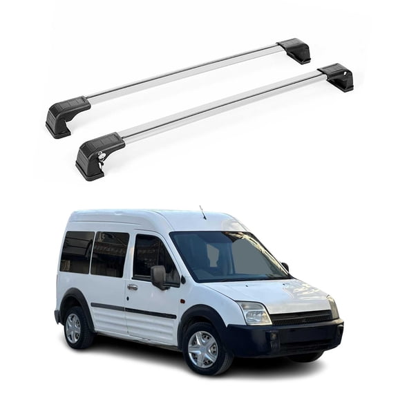 OMAC Roof Rack Cross Bars Carrier Aluminium for Ford Transit Connect 2010-2013 Gray 2 Pcs Anti-Theft for Travel Kayak Canoe Surf Ski Snowboard Camping