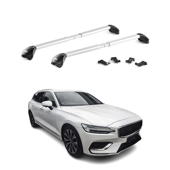 OMAC Roof Rack Cross Bars For Volvo V60 2020-2023 Silver Luggage Carrier 2 Pcs