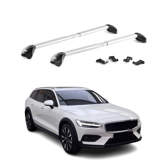 OMAC Roof Rack Cross Bars For Volvo V60 Cross Country 2020-2024 Silver Carrier 2 Pcs