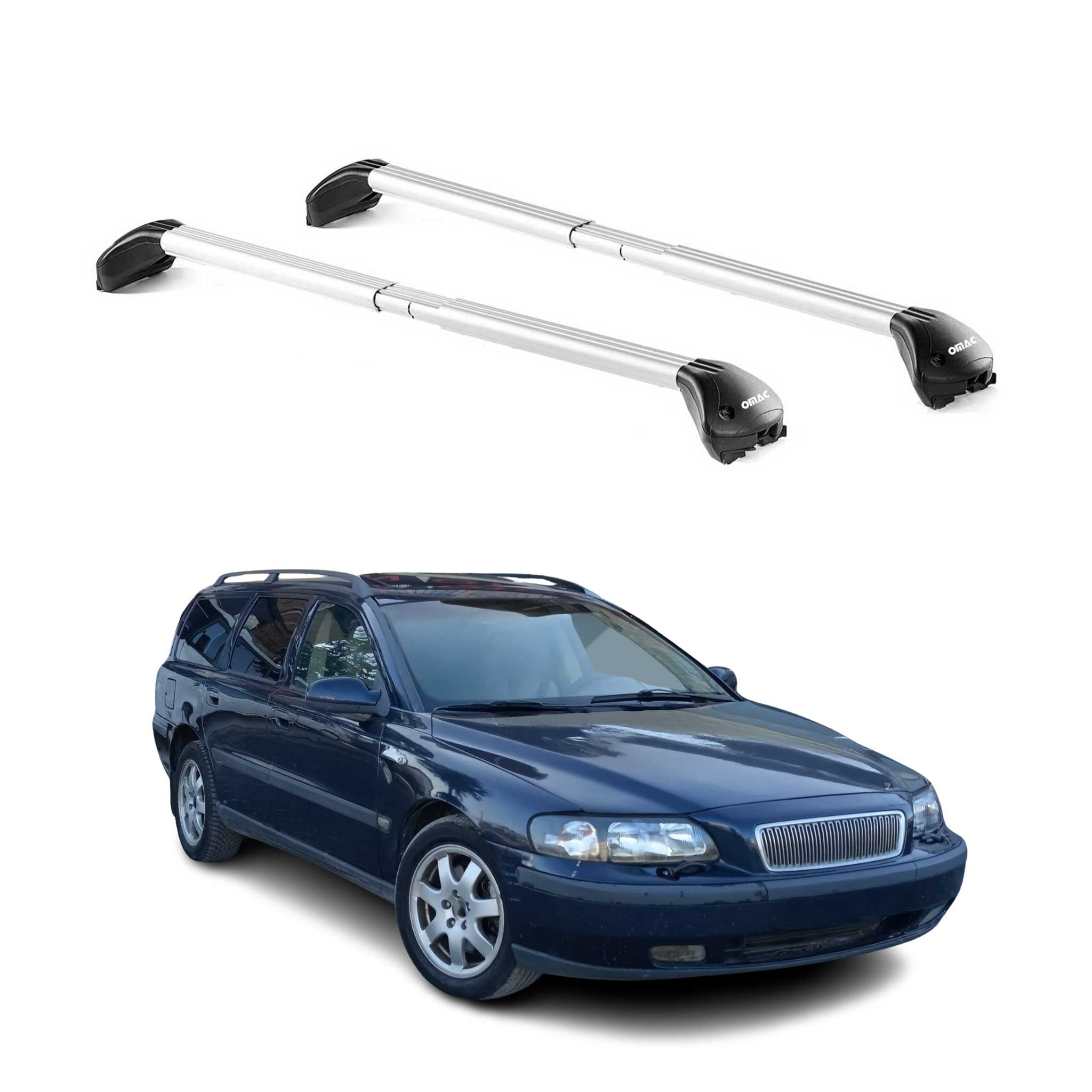 OMAC Roof Rack Cross Bars For Volvo V70 1998-2000 Silver Luggage ...