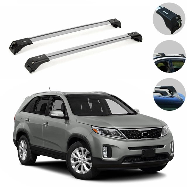 OMAC Roof Rack Cross Bars Kia Sorento 2014, to 2020, Silver, Car