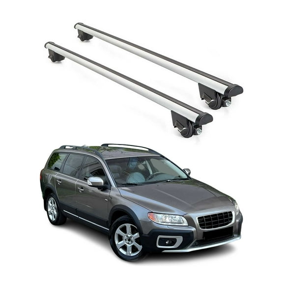 OMAC Roof Rack Cross Bars Lockable for Volvo XC70 2008-2016 Gray 2 Pcs Anti-Theft for Travel Kayak Canoe Surf Ski Snowboard Camping