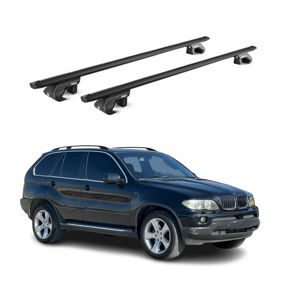 OMAC Roof Rack Cross Bars Luggage Carrier for BMW X5 E53 E70 2000-2013 Alu Black 2Pcs