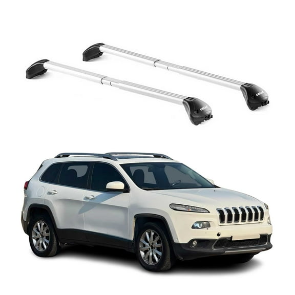 OMAC Roof Rack Cross Bars Luggage Carrier for Jeep Cherokee KL 2014-2023 Alu Silver