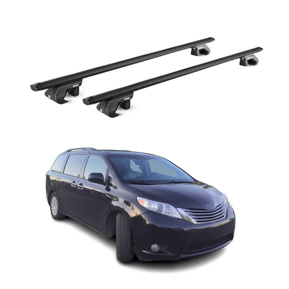 Roof Rack Cross Bars Luggage Carrier for Toyota Sienna 2011-2020 Alu Black 2Pcs