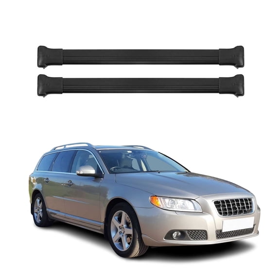 Roof Rack Cross Bars Luggage Carrier for Volvo V70 2008-2016 Black 2Pcs
