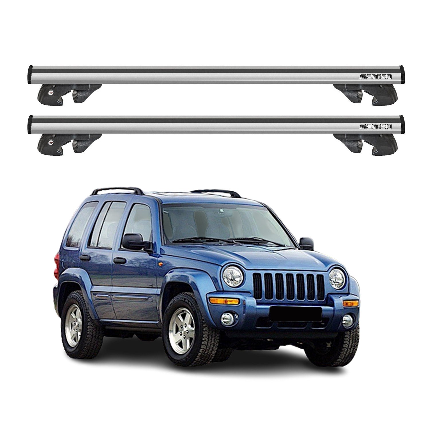 OMAC Roof Rack Cross Bars Set for Jeep Liberty KJ 2002 to 2007, Rooftop