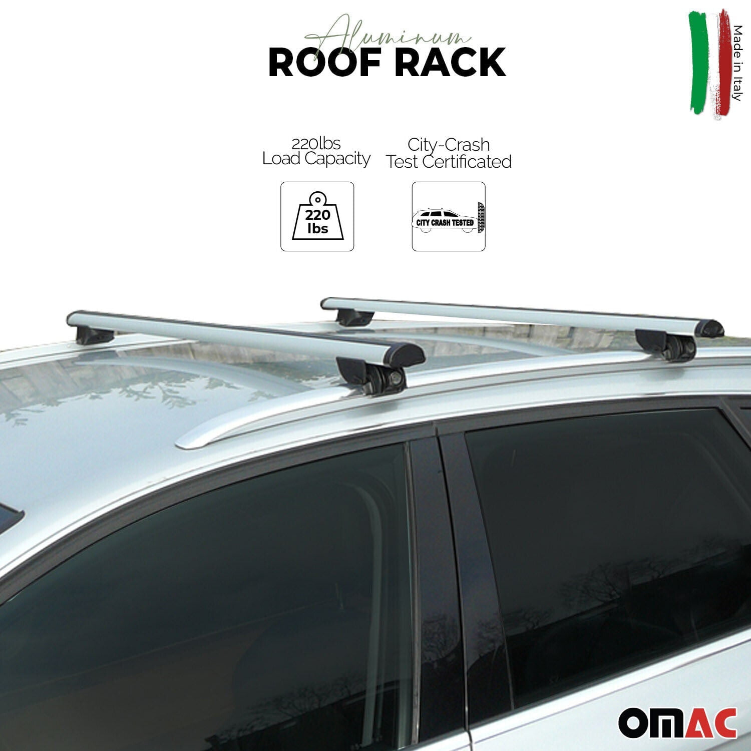 OMAC Roof Rack Cross Bars for Hyundai Santa Fe 2013 to 2018, Side Rails
