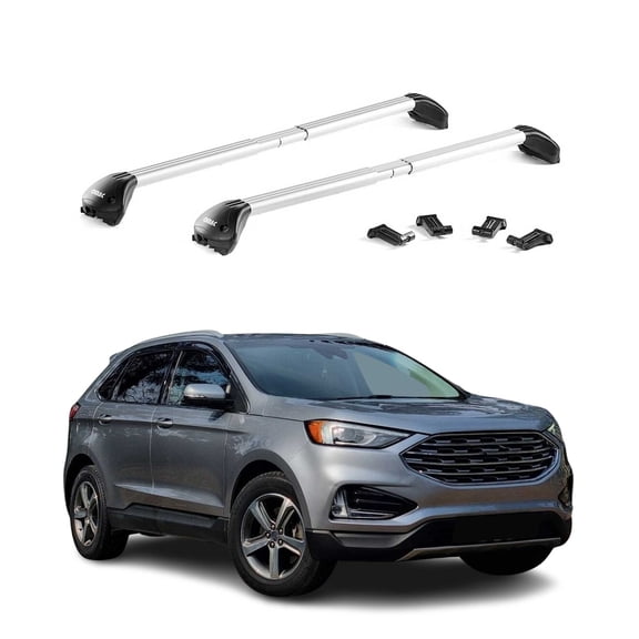 Roof Rack Cross Bars for Ford Edge 2015-2024 Alu Silver Grey 2Pcs