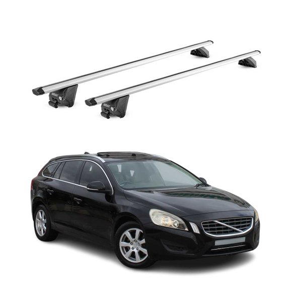 OMAC Roof Rack Cross Bars for Volvo V60 Cross Country 2015-2018 Alu Grey 2 Pcs