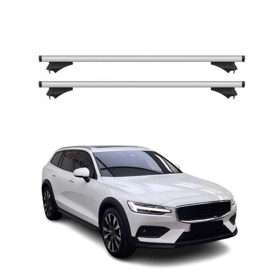 Cross Bars Roof Racks Aluminium for Volvo V60 Cross Country 2015-2024 Silver 2x