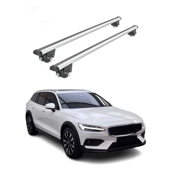 220 Lbs Luggage Roof Rack Cross Bars for Volvo V60 Cross Country 2015-2018 Gray