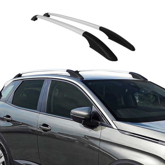 OMAC Roof Rack Side Rails Aluminium for Nissan Navara D23 2014-2024 Silver 2Pcs (Silicone mounting, not for carrying)