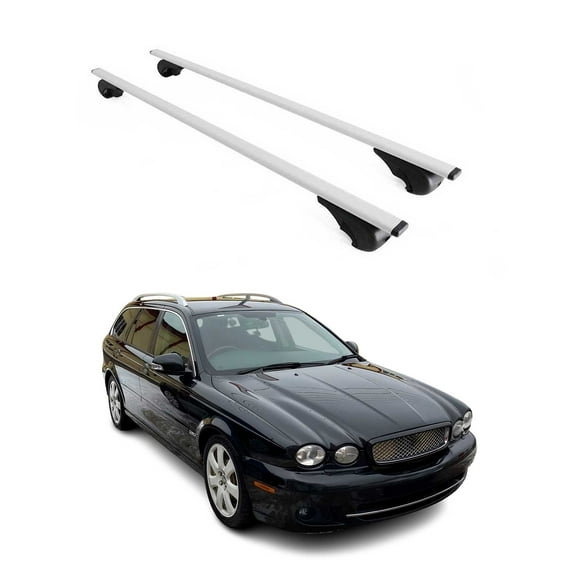 OMAC Roof Racks Cross Bars Carrier Durable for Jaguar X-Type 2002-2008 Wagon Gray 2 Pcs Anti-Theft for Travel Kayak Canoe Surf Ski Snowboard Camping