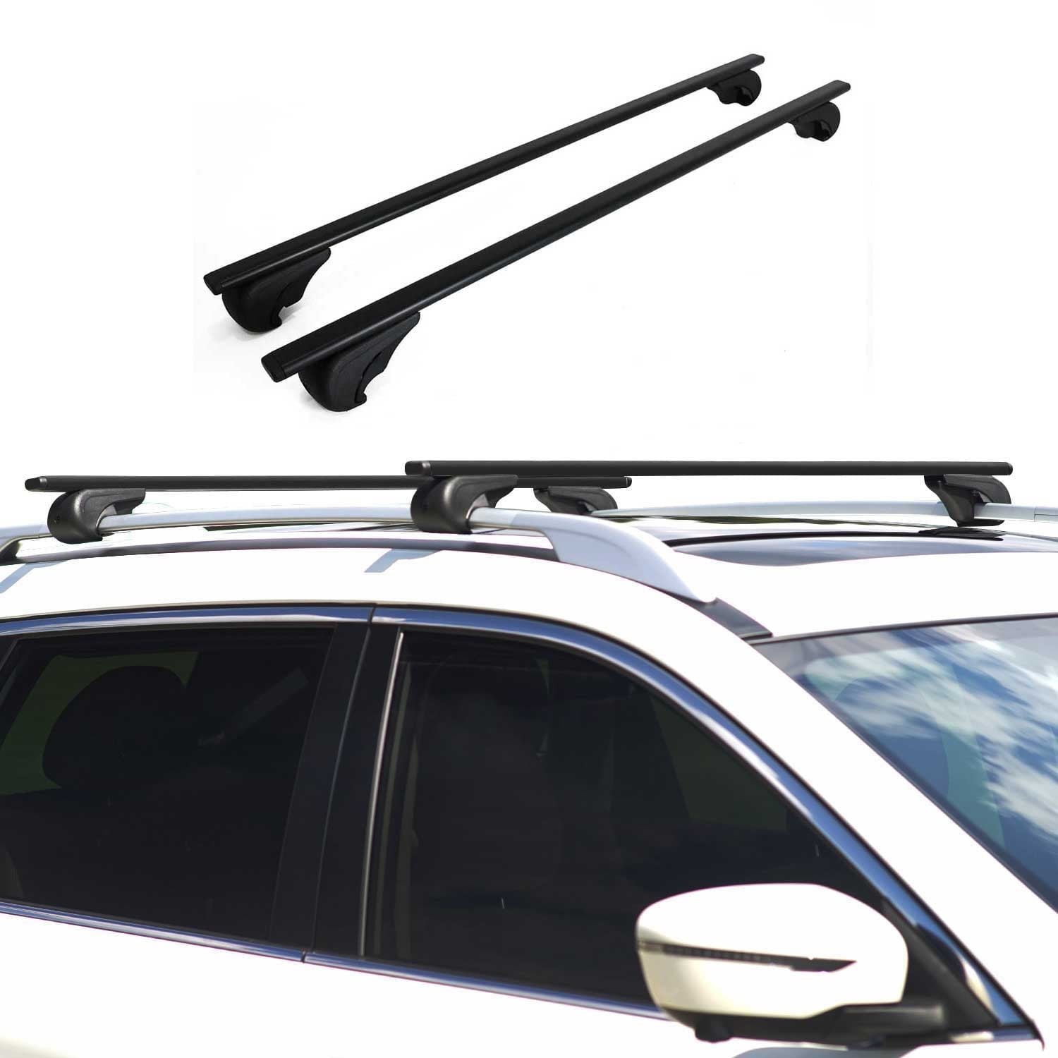 Roof Rack Cross Bars For Peugeot Rifter 2019-2022 - BASIC Model, 2 Grey Aluminium Bars, 75kg Load