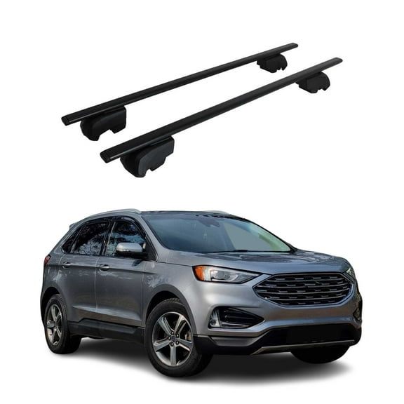 OMAC Roof Racks Luggage Carrier Cross Bars Iron for Ford Edge 2015-2024 Black 2 Pcs Anti-Theft for Travel Kayak Canoe Surf Ski Snowboard Camping