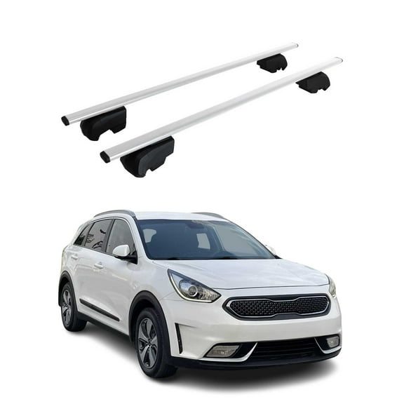 OMAC Roof Racks Luggage Carrier Cross Bars Iron for Kia Niro 2017-2022 Gray 2 Pcs Anti-Theft for Travel Kayak Canoe Surf Ski Snowboard Camping