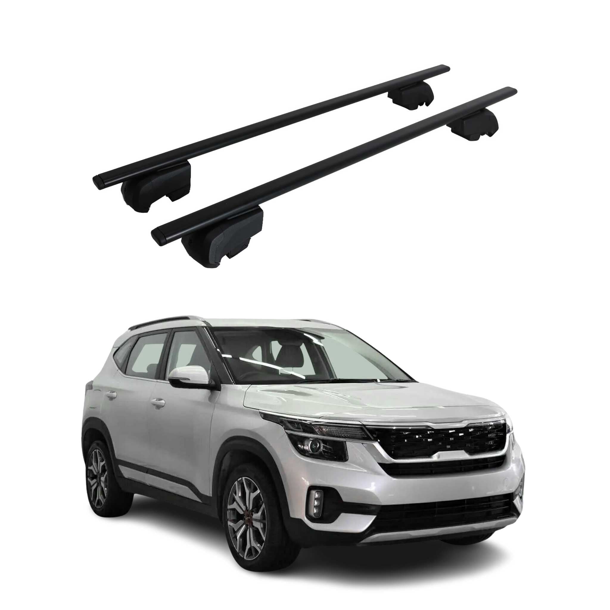 Roof Racks Luggage Carrier Cross Bars Iron for Kia Seltos 2021-2026 Black 2Pcs