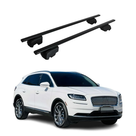 OMAC Roof Racks Luggage Carrier Cross Bars Iron for Lincoln Nautilus 2019-2023 Black Anti-Theft for Travel Kayak Canoe Surf Ski Snowboard Camping