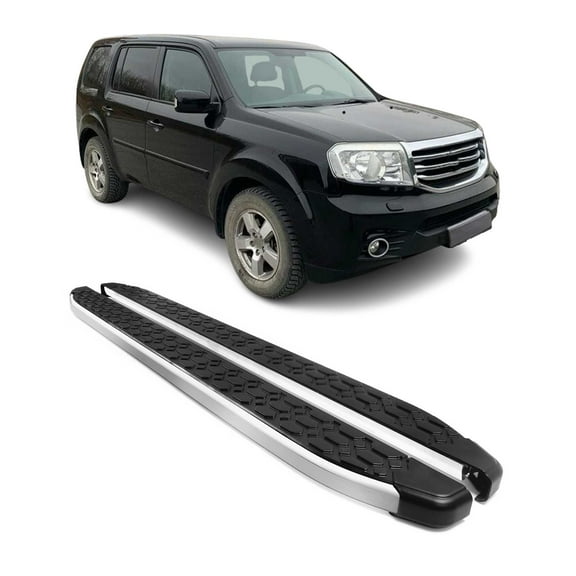 OMAC Running Board Side Steps Nerf Bar for Honda Pilot 2009-2015 Black Silver 2Pcs