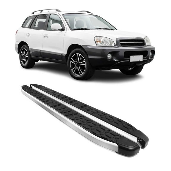 OMAC Running Board Side Steps Nerf Bar for Hyundai Santa Fe 2001-2006 Black Silver 2x