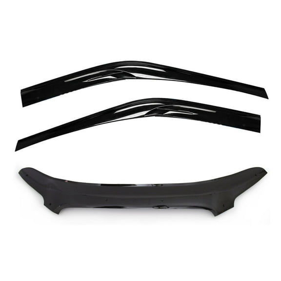 OMAC Set Bug Shield Hood Deflector & Window Visor Vent for Ford Transit 2015-20 Smoke