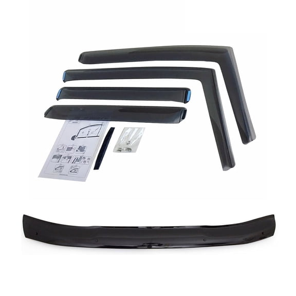 Set Bug Shield Hood Deflector & Window Visor for Jeep Renegade 2015-2023 Smoke