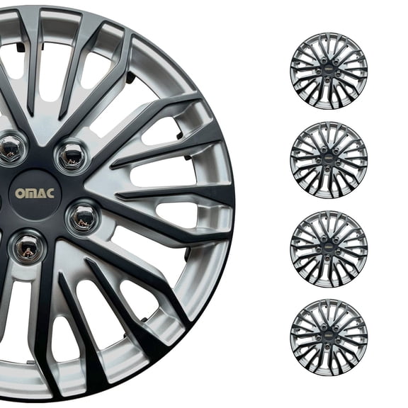 15" Wheel Covers Guard Hub Caps Durable Snap On ABS Silver Matt Black 4x