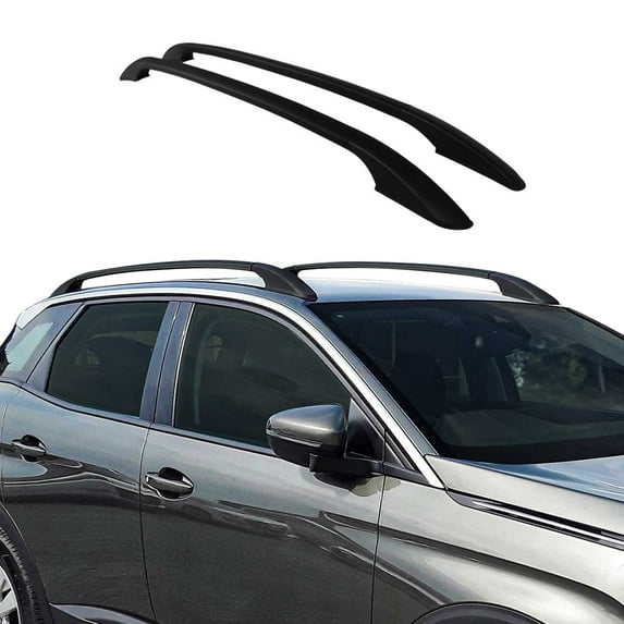 OMAC Top Roof Rack Side Rails Bars Black Set Fits Dacia Sandero Hatchback 2008-2012 (Silicone mounting, not for carrying)