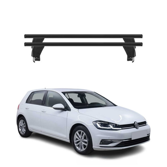 OMAC Top Roof Racks Cross Bars fits VW Golf Mk7 2015-2021 2 Pcs Black Aluminium Anti-Theft for Travel Kayak Canoe Surf Ski Snowboard Camping