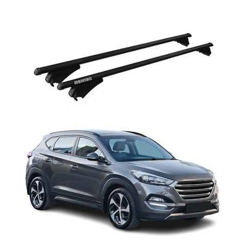 OMAC Top Roof Racks Cross Bars for Hyundai Tucson 2016-2021 Black Aluminium 2 Pcs Anti-Theft for Travel Kayak Canoe Surf Ski Snowboard Camping