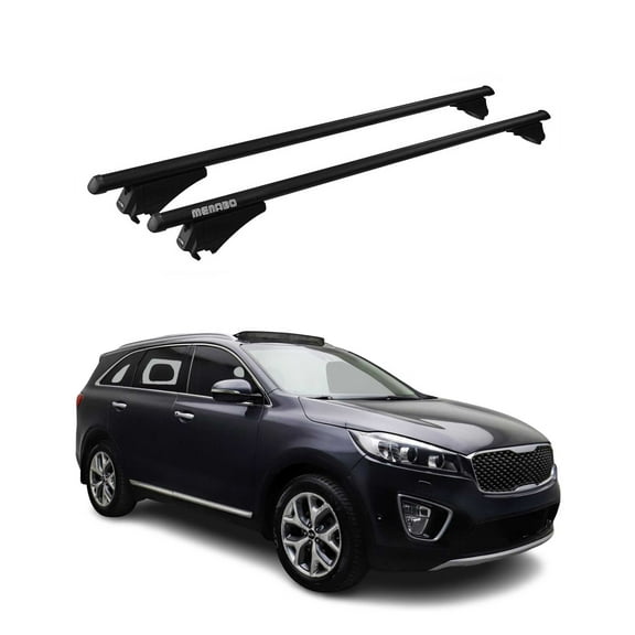 OMAC Top Roof Racks Cross Bars for Kia Sorento 2014-2018 Black Aluminium 2 Pcs Anti-Theft for Travel Kayak Canoe Surf Ski Snowboard Camping