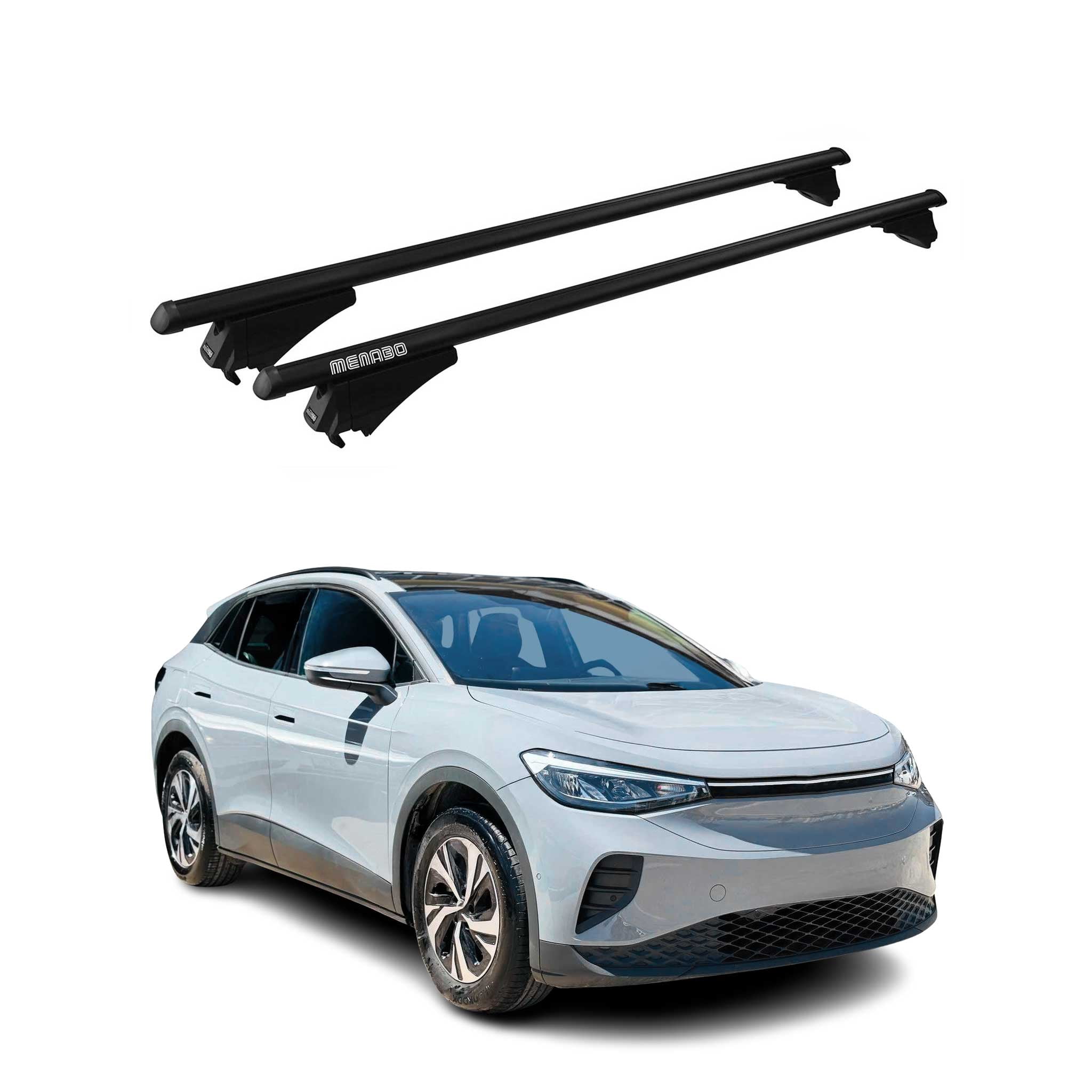 For 2021-2024 VW Id.4 Top Roof Racks Cross Bars Black Aluminium 2Pcs