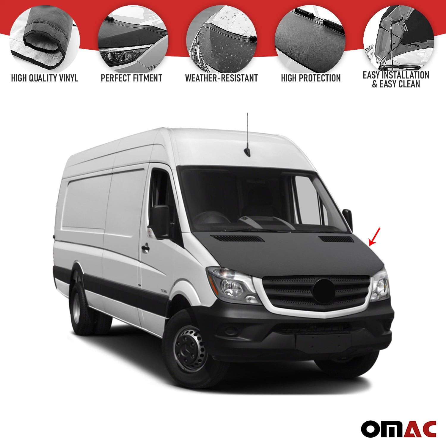 OMAC USA Carbon Hood Cover Mask Vinyl Bonnet Bra for Mercedes Metris Vito  W447 2016-2022 