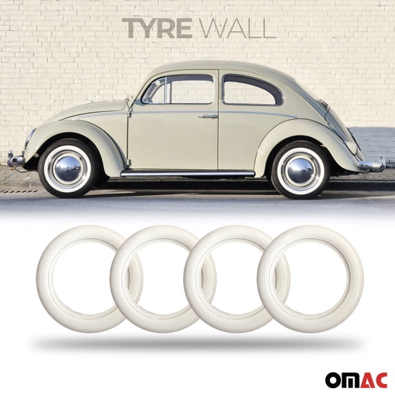 White Wall Tire Insert 13" Band Portawall Rims Sidewall Rubber Ring Set 4 Pcs